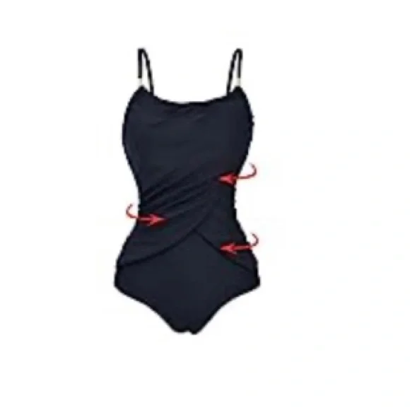 Women’s Zando XXL Black One Piece Flattering Ruched Tummy - Picture 3 of 3